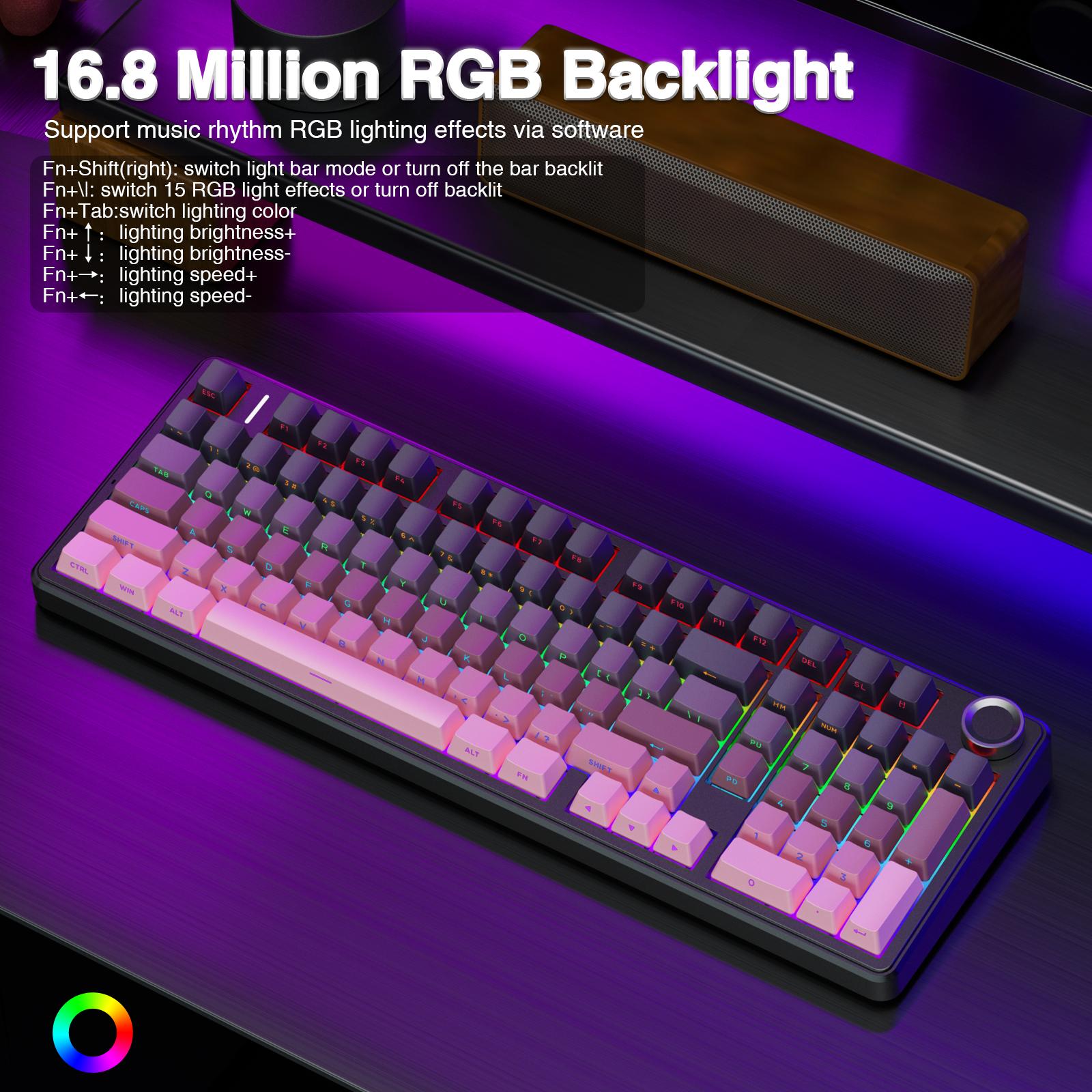 AULA F99 Pro Creamy Wireless Mechanical Gaming Keyboard with Knob Control, keyboard,Tri-Mode BT5.0/USB-C/2.4GHz Hot Swappable Custom Keyboard,Pre-lubed Linear Switches,Gasket Structure,RGB Backlit Computer PC accessories TikTokShopfalldealsforyou