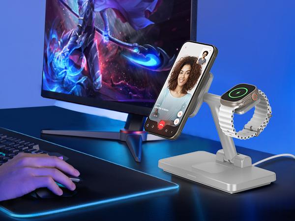 3-in-1 Foldable Charger Stand for MagSafe: Wireless Charging Station for Cellphone iPhone 15/14/13/12 Pro Max Plus Mini, Magnetic Mag-Safe Dock for Apple Watch Ultra/SE/9/8/7/6/5/4/3/2, Air Pods Pro/3/2 Smartphone Electronic Folding with Usb Cable Black 3-in-1 Foldable Charger Stand for MagSafe: Wireless Charging Station for Cellphone iPhone 15/14/13/12 Pro Max Plus Mini, Magnetic Mag-Safe Dock for Apple Watch Ultra/SE/9/8/7/6/5/4/3/2, Air Pods Pro/3/2 Smartphone Electronic Folding with Usb Cable Black