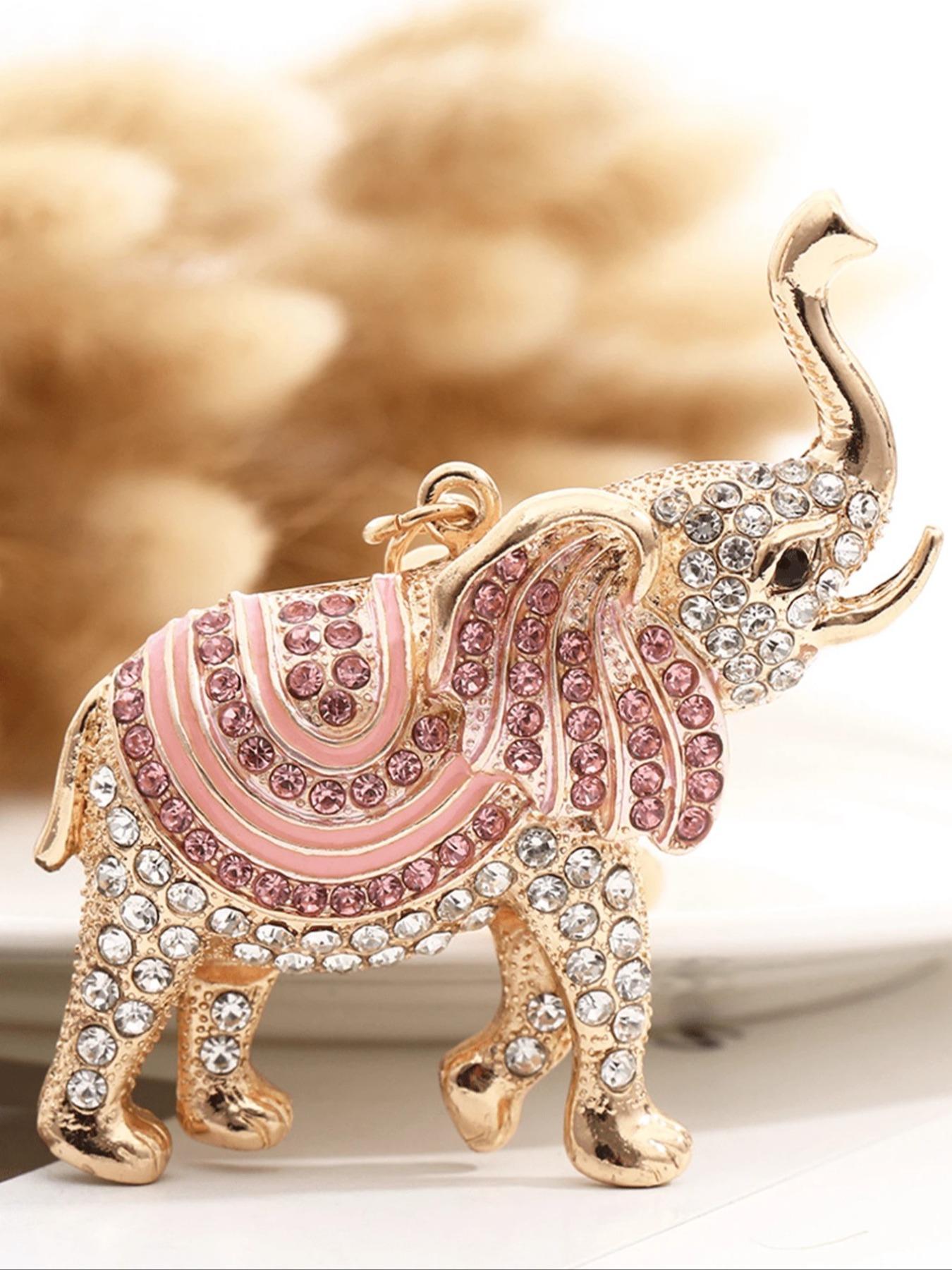 Rhinestone Elephant Hollow Out Pendant Keychain Charm, Bling Bling Keychains, Sparkling Keychain, Elegant Lady Bag Key Holder, Fashionable Alloy Keychain, Aesthetic Keychain, Fashionable Accessory for Women