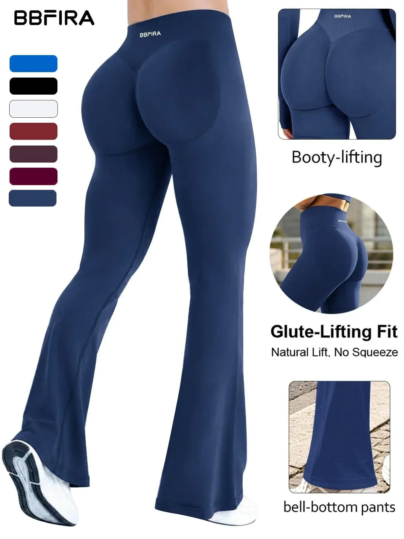 BBFIRA Women's Seamless Slightly Flared Cut Yoga Pants, High-Elasticity Tummy Control and Butt-Lifting Fitness Leggings, Athletic Workout Leggings for Yoga & Workouts