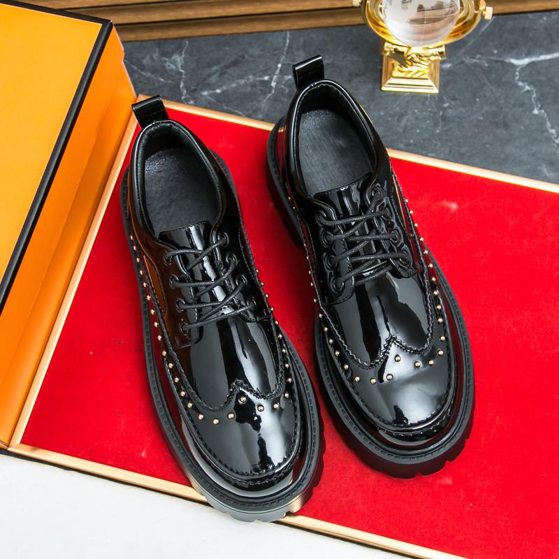 Ubetif Men's Fashionable Lace Up Platform Shoes, 2025 NewStyle Casual Business Comfortable Shoes for Work &Daily Wear, Male All-match Shoes for Daily Wear Black Footwear Athletic Boy