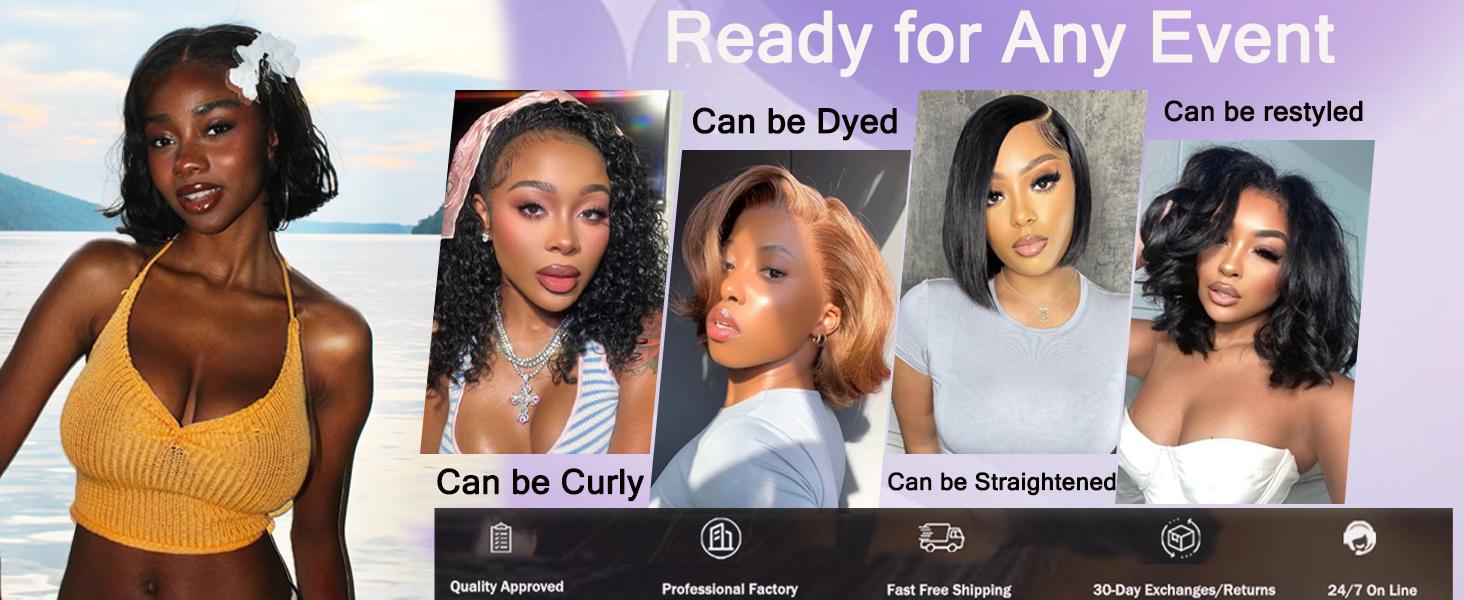 Nerkre 5x5 Wear and Go Glueless Bob Wig Human Hair Pre Plucked Pre Cut Glueless Wigs for Black Women Body Wave Lace Front Wigs Human Hair