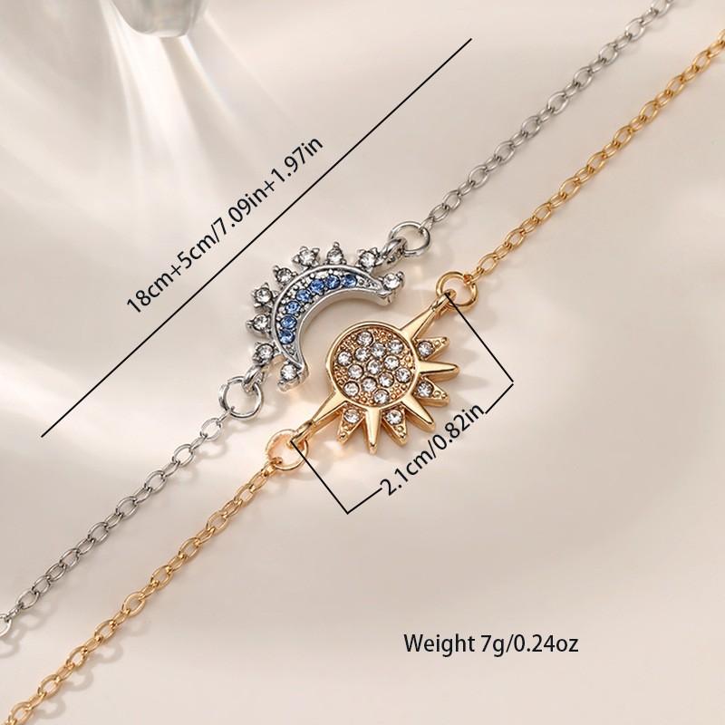 Sun Moon Same Radiance Stacked Handmade Female Personality Simple Diamond Sun Moon Couple Bracelet