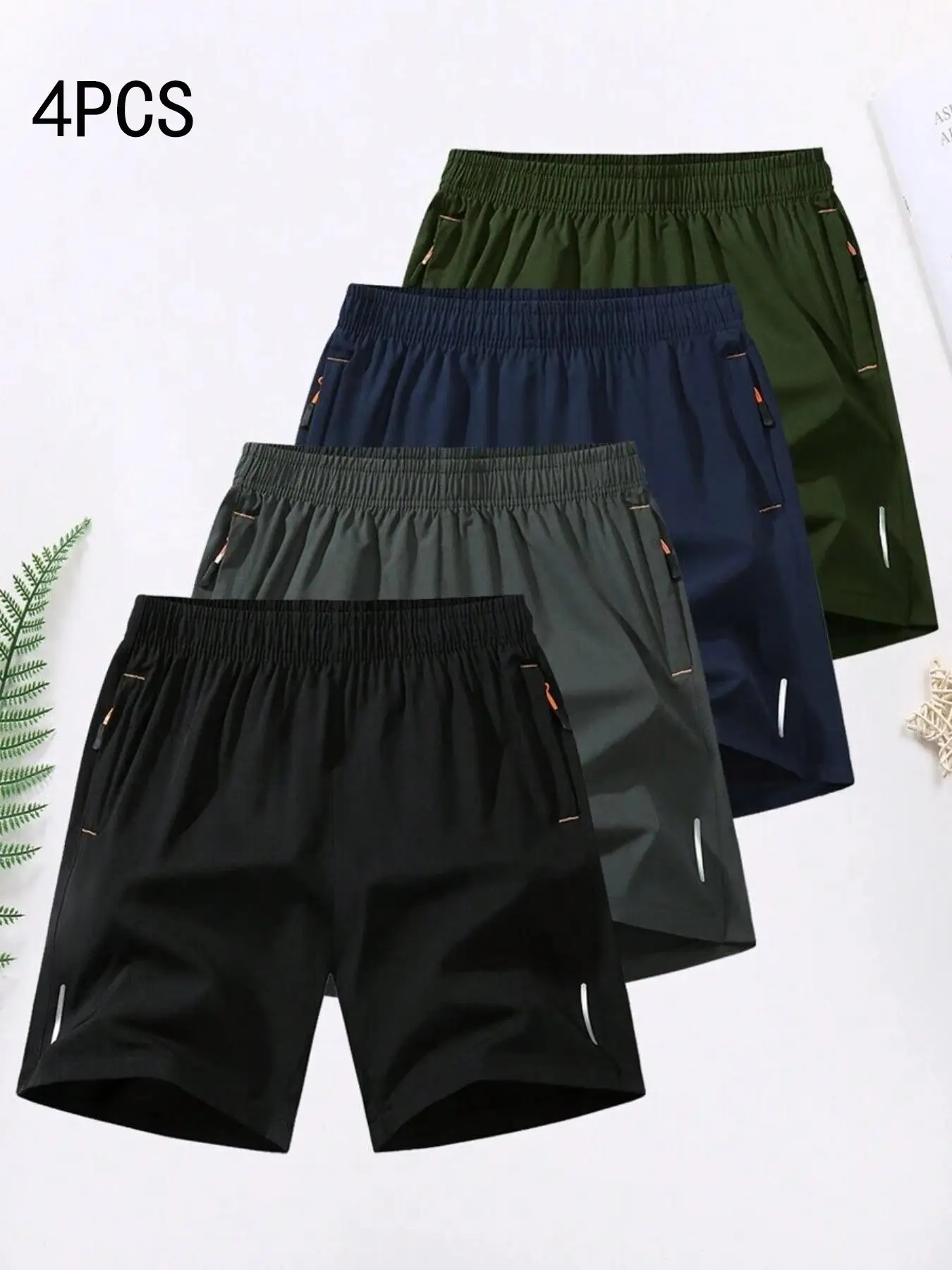 Men's Short Pants Set, 2/4/6 Pieces, Casual Fitted Plain Design, Ideal for Running and Fitness, Comfortable Sportswear