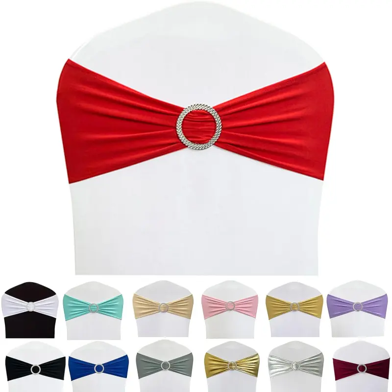 Wedding Chair Decorations Stretch Red Chair Bows and Sashes for Party Ceremony Reception Banquet Spandex Chair Covers slipcovers, Universal Elastic Chair Ties for Wedding Party Ceremony Reception(10pcs/30pcs/50pcs/100pcs) Stretchy Elastic Design