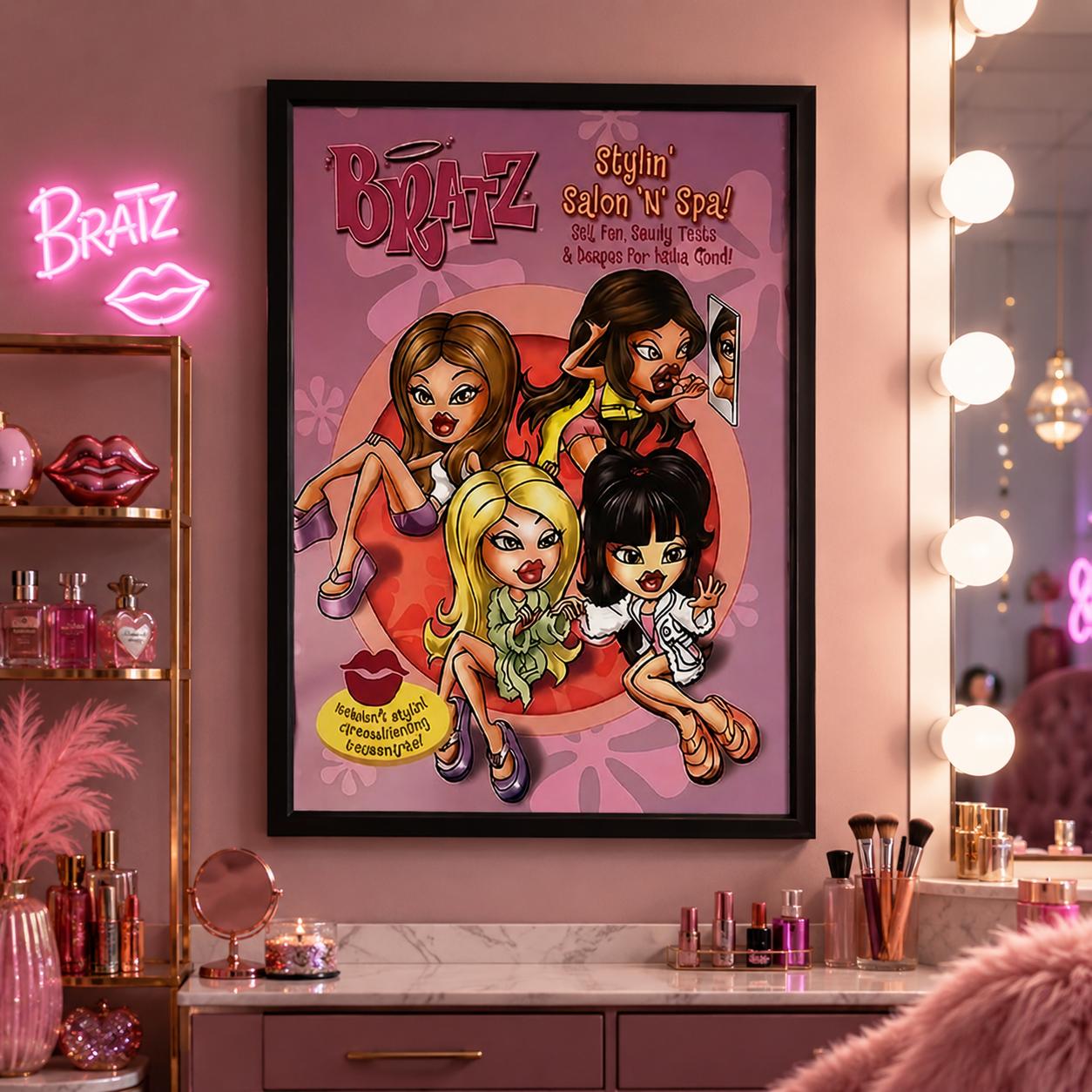 High-Quality Modern Vibrant Cartoon Print Wall Art Poster, Decorative Artwork, Doll Lover Cartoon Girl Home Decor, Art Print, Perfect Gift for Living Room, Bedroom, Office, Canvas Wall Art Painting, Cute Aesthetic Decor for Kids Room Dorm Nursery