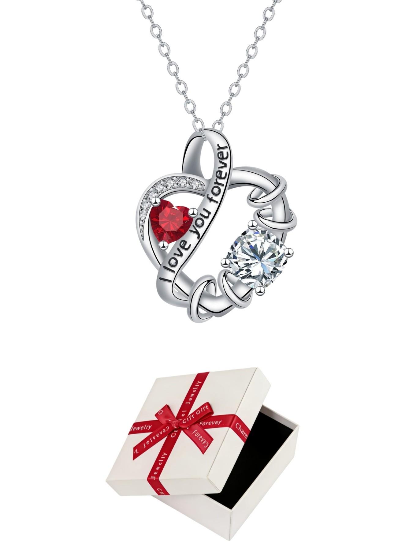 Eternal Burning Heart Original high-end heart-shaped "I Love You" gem necklace with luxury premium design.Paired with a preserved rose & teddy bear gift box.Perfect mysterious gift for festivals, birthdays, Valentine's Day, Mother's Day and Christmas.