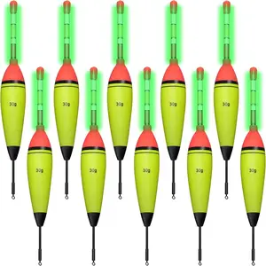 10 Pieces EVA Foam Fishing Floats Without Fishing Glow Sticks, Night Lighted Fishing Bobbers Slip Floats with Glowing Stick Tubes for Fishing