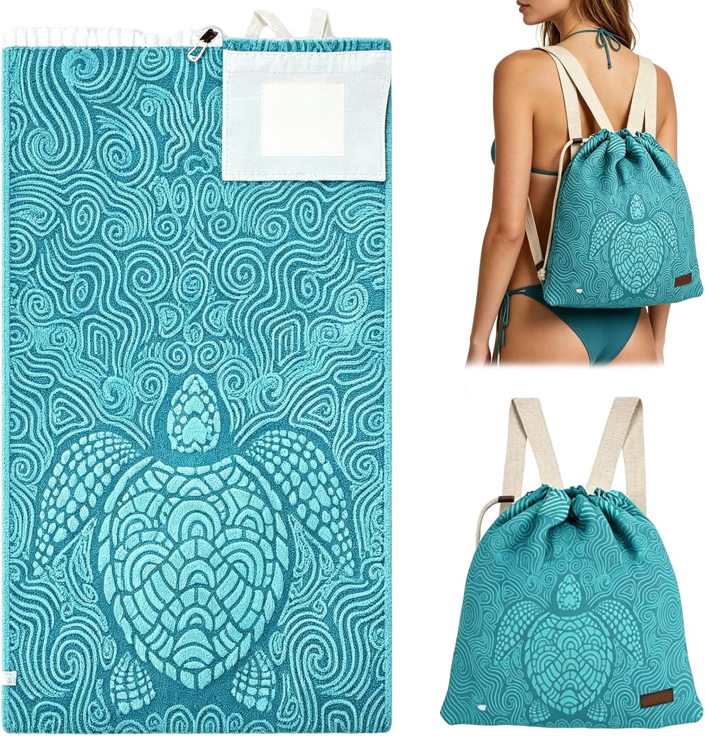 2026 New 2 in 1 Convertible Backpack Towel, Oversized Microfiber Beach Blanket with Inner Zip Pocket, Sand Free, Lightweight and Quick Dry for Beach and Travel