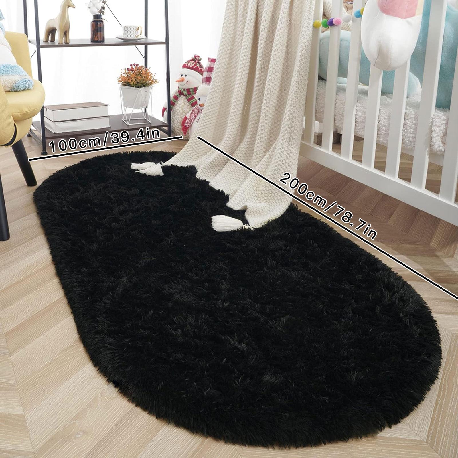 2 Piece Set Nordic Style Oval Long Rug, Bedroom Balcony Carpet, Living Room Full Spread, Simple Long Hair Floor Mat, Indoor Rug