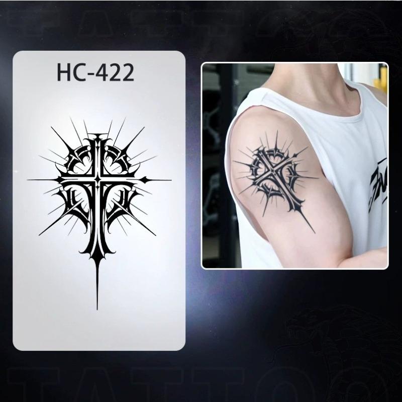 Men's European retro tattoo stickers, compass and mountain, Spartan warrior, bird compass, durable and waterproof, temporary tattoo stickers lasting one to two weeks