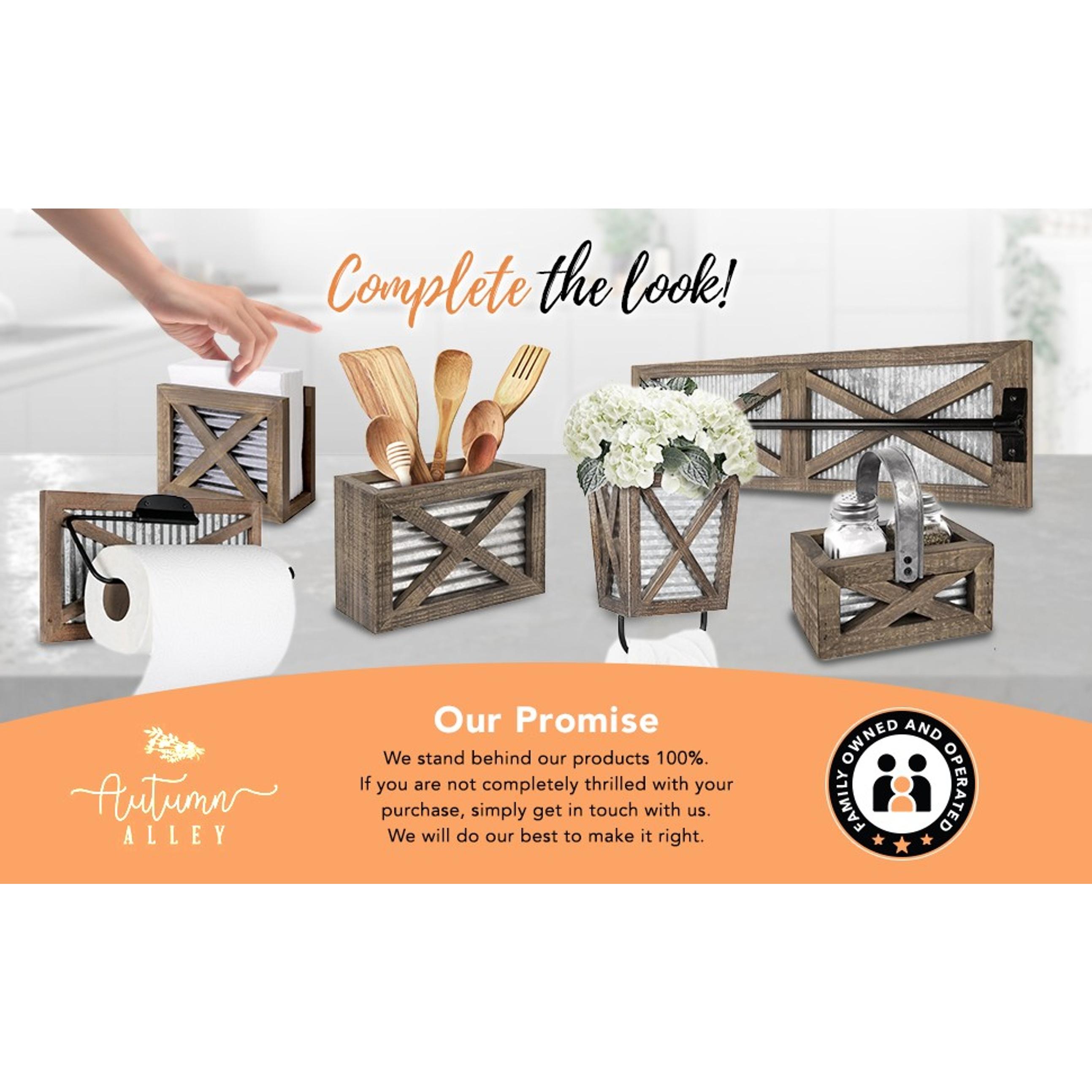 Farmhouse Napkin Holder and Adorable Farmhouse Salt and Pepper Shakers Set With Wood Holder - Western Kitchen, Galvanized Metal - Upright Rustic Napkin Holder Rustic Kitchen Décor (Brown) Farmhouse Napkin Holder and Adorable Farmhouse Salt and Pepper Shakers Set With Wood Holder - Western Kitchen, Galvanized Metal - Upright Rustic Napkin Holder Rustic Kitchen Décor (Brown)