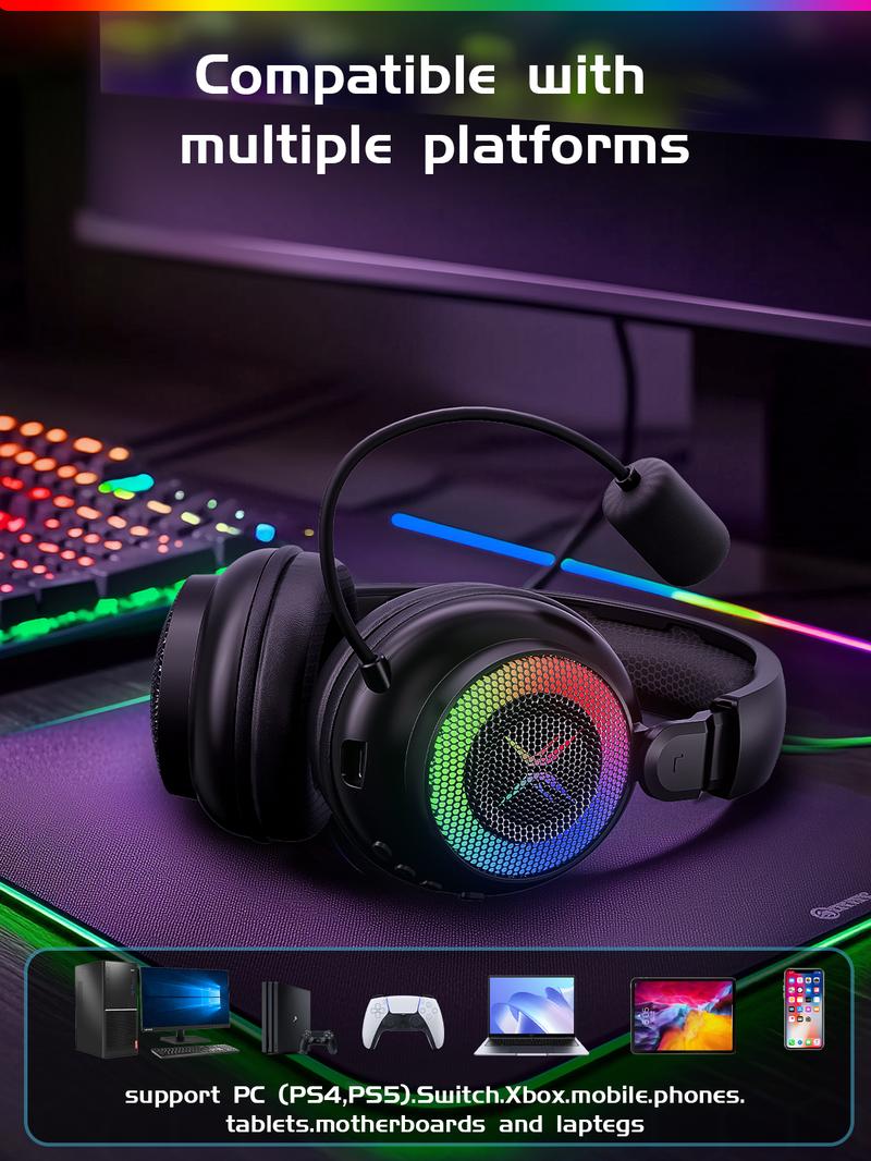 [New Upgrade] TAGRY TRONICX K12 Wireless Gaming Headset - 40mm Drivers - Memory Foam Cushion - Version  5.3-USB-A/C Dual Interface 2.4G - Wired 3.5mm Audio Jack - For PC, Mac, PS4, PS5,Switch, Smart Phone, Laptop, Smart Watch, Tablet