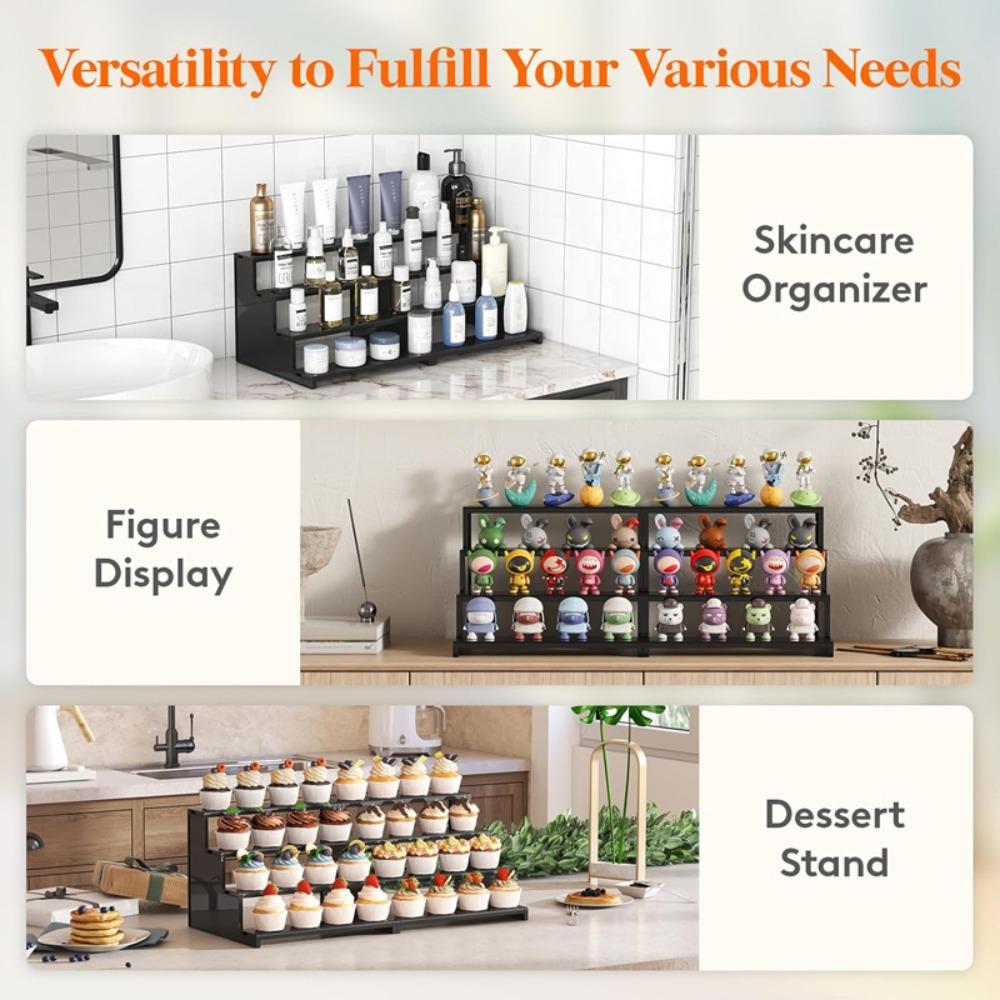 4 Tier Black Display Stand for Cologne,Perfume,Figures, Cupcake, Dessert, Spice, Fragrance, Countertop, Vanity, Dresser, Cabinet Use Racks Set Organizer