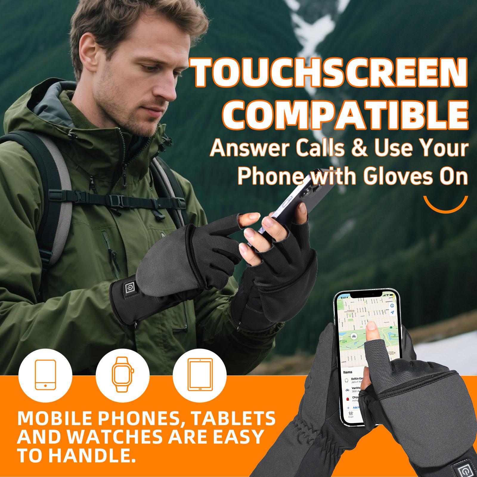 New Heated Gloves Palm Heating Fingerless Touchscreen Compatible Adjustable Temperature 45°c 50°c 55°c Large Battery 2000mah Upgrade Warm Material Outdoor Sports Gloves