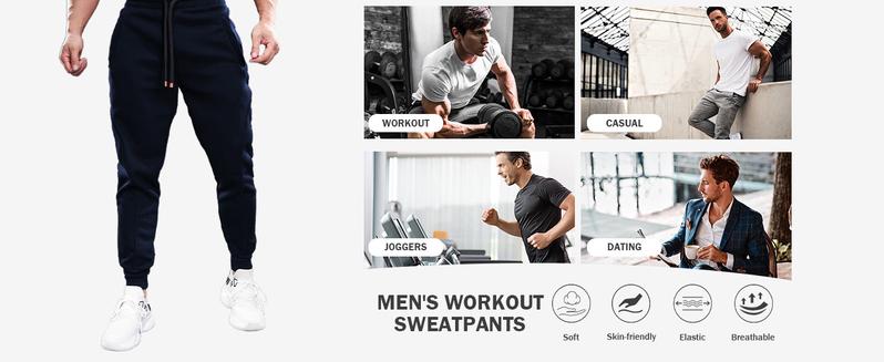 Fioboc Men's Fall Winter Jogger Pants - Multi-Functional Zipper Pockets for Gym & Outdoor, Soft Durable Versatile Bottoms Fioboc Men's Fall Winter Jogger Pants - Multi-Functional Zipper Pockets for Gym & Outdoor, Soft Durable Versatile Bottoms