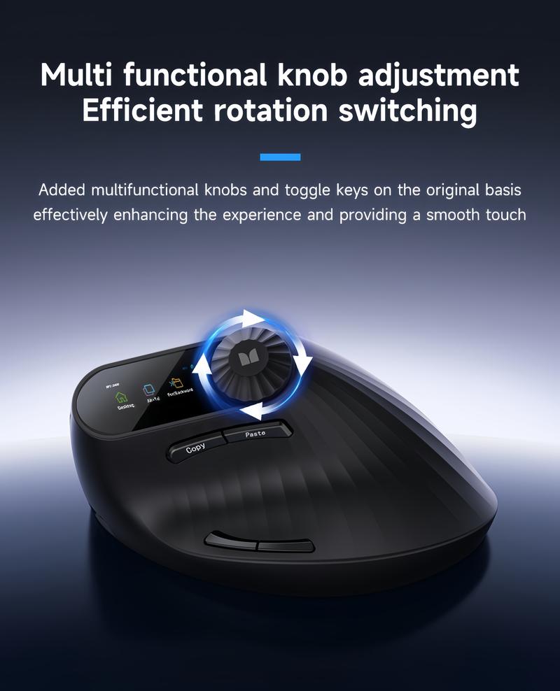 Monster-M2 MAX Version Bluetooth Wireless Mouse Ergonomic Vertical Vertical Mouse 2.4G Bluetooth Long Battery Life Laptop Desktop Computer Knob Function