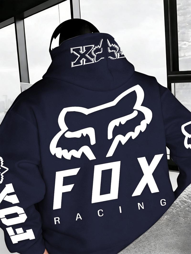 1 Piece Men‘s Fox Racing Graphic Hoodie, Bold Red and White Logo Print, Streetwear Style for Casual Daily Wear and Outdoor 1 Piece Men‘s Fox Racing Graphic Hoodie, Bold Red and White Logo Print, Streetwear Style for Casual Daily Wear and Outdoor