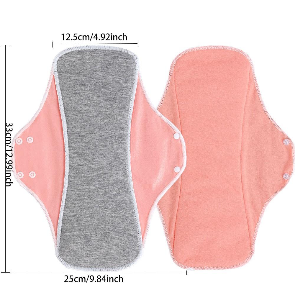 Reusable Washable Sanitary Pads, Graphene Cotton, Heavy Flow, Breathable Liner, High Absorbency, Night Use, 6 Pack Value Bundle,  Leak-Proof, Heavy Flow Overnight Menstrual Cloth Pads, Washable & Reusable，  (5 Colors: Skin/Green/Pink/Coral/Yellow)