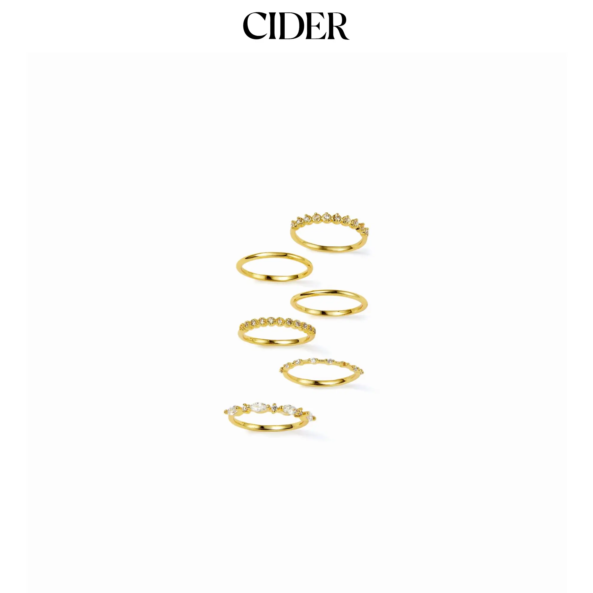 Cider 6PCS RHINESTONE RING SET