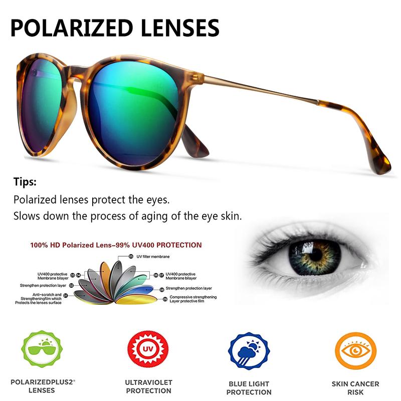 CHBP Sunglasses,Unisex Polarized Glasses, UV Protection Trendy Vintage  Sunglasses,Summer Retro Round Mirrored Lens Fashion Sunglasses,Travel Accessorie, Valentine Gifts for Her Him