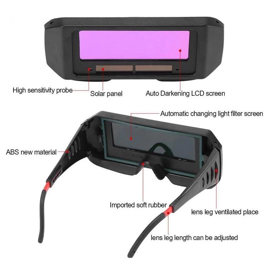 Auto-Darkening Welding Goggles | Adjustable Strap Goggles UV/IR Protection & 1/28000s Reaction - TIG/MIG/ARC Helmet with Clear Lens*5 Welding goggles Industrial Heavy Duty