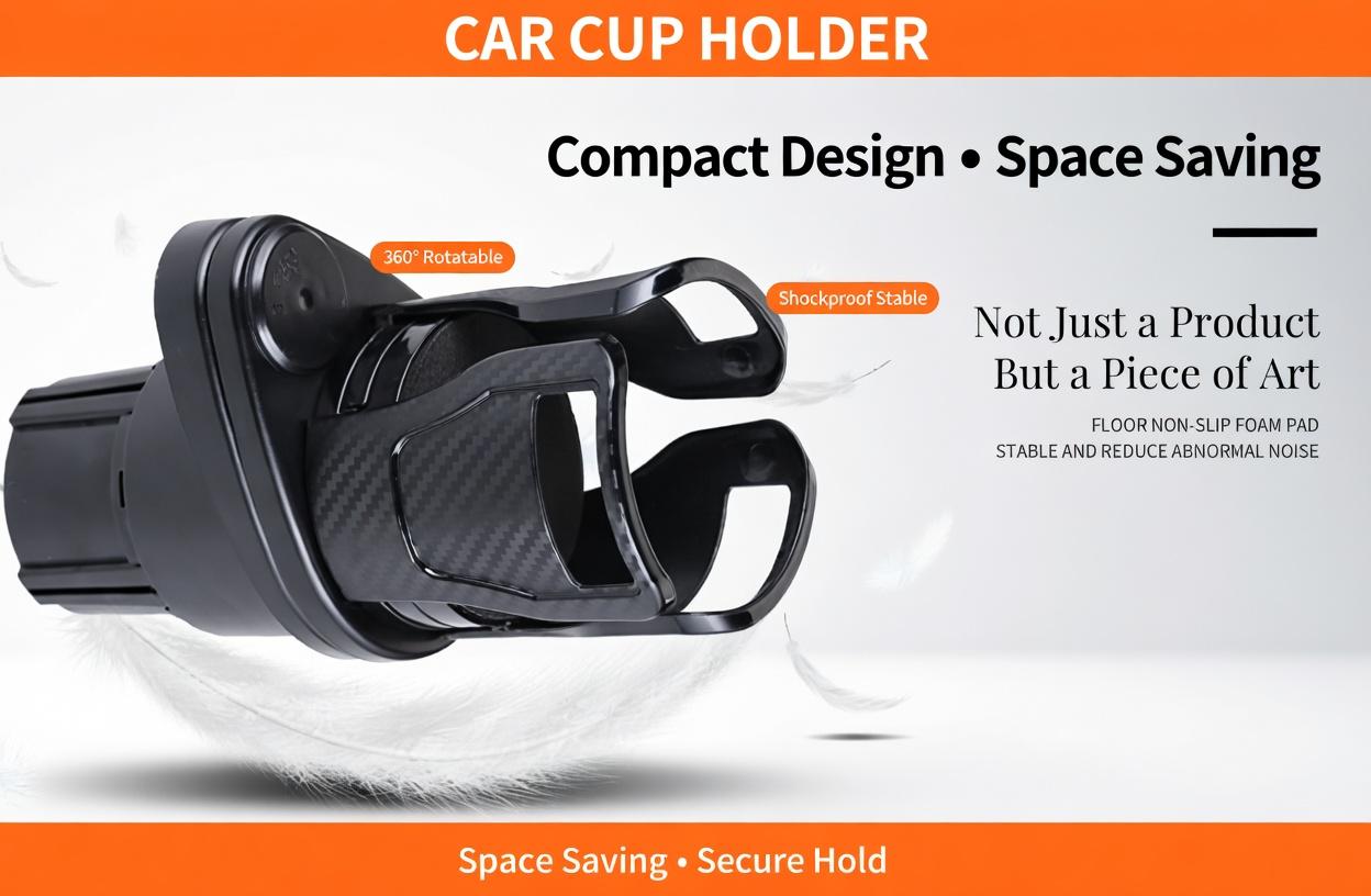 2-in-1 Rotating Car Cup Holder Carbon Fiber Black - Double Layer Expandable Drink Holder with Extra Storage Tray, Universal Fit Most Vehicles 2-in-1 Rotating Car Cup Holder Carbon Fiber Black - Double Layer Expandable Drink Holder with Extra Storage Tray, Universal Fit Most Vehicles