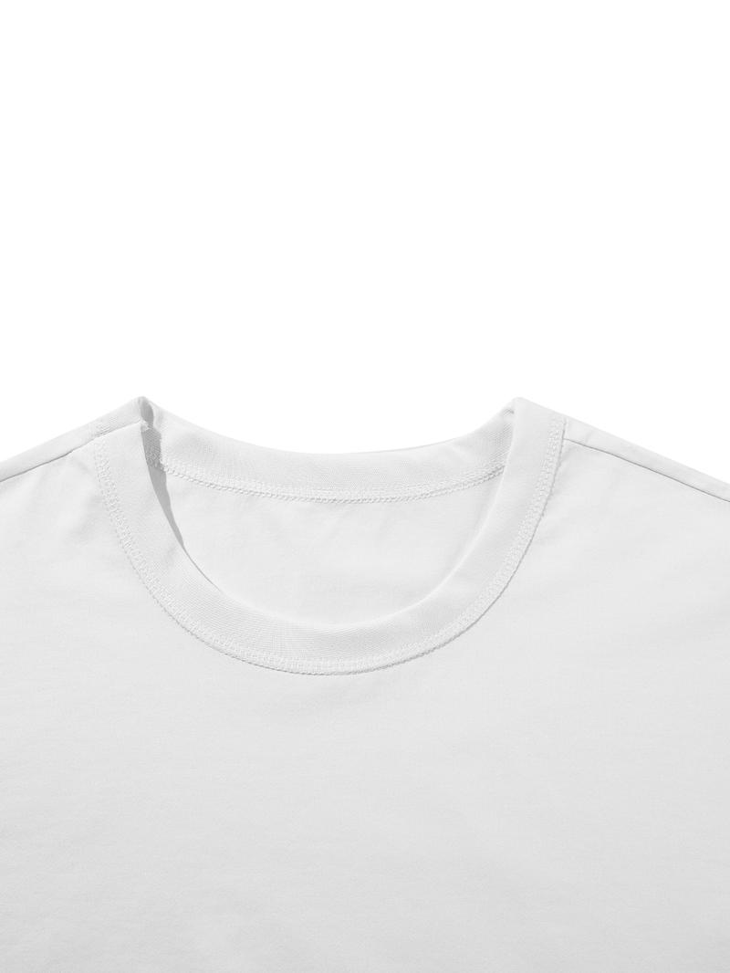 Men's Regular Fit Solid Drop Shoulder Half Sleeve Tee, Casual Comfy Round Neck T-shirt for Summer, Fashion Men's Top for Daily Wear