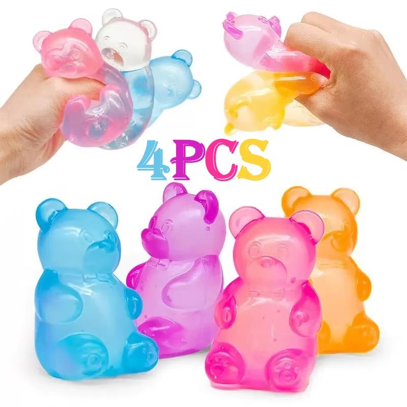 4counts Bear Squishy Sensory Fidget Toy Stress Relief Anxiety Sensory Tool for Focus ADHD & Calming Office Desk Gadget