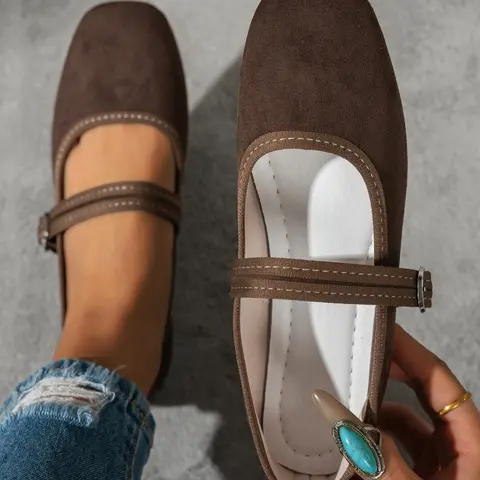 Vintage Square Toe Mary Jane Shoes, Comfortable Retro Style, Fashion Office Slip-Ons, Versatile Ballet Flat for Women
