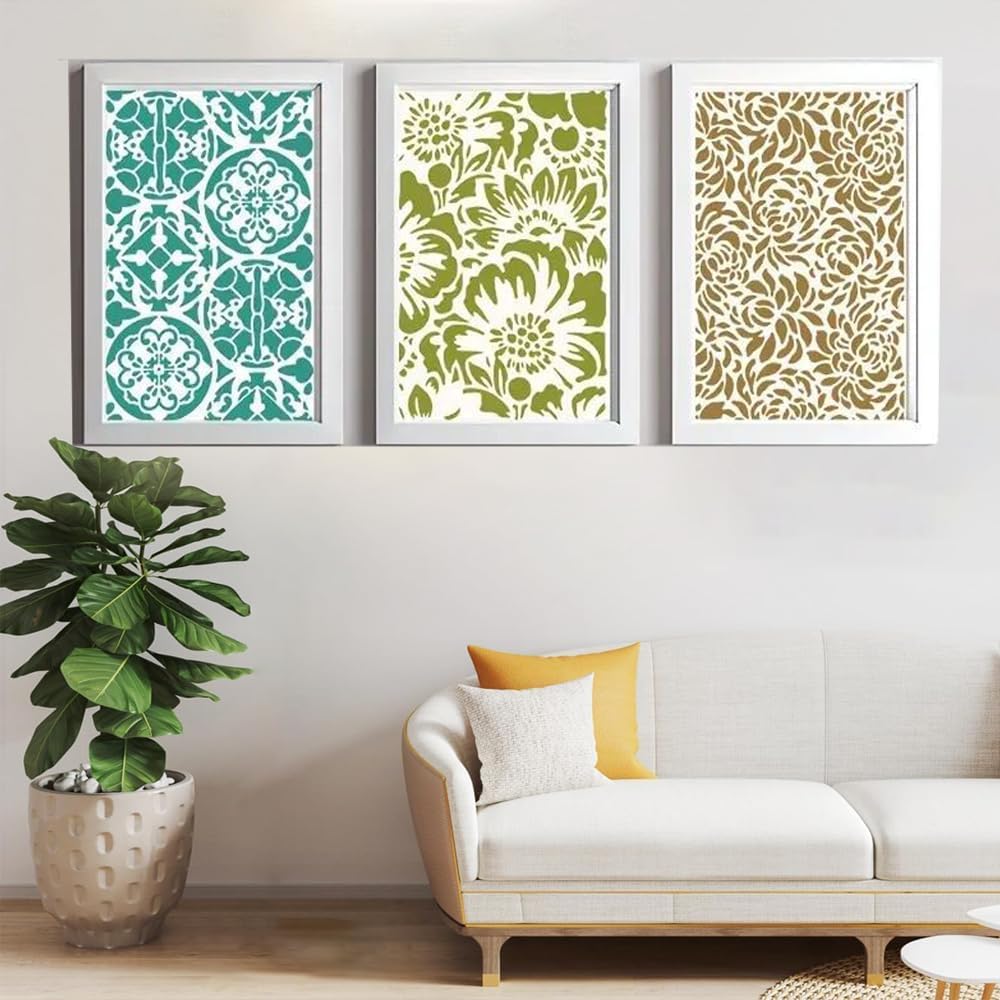 Reusable PET Craft Templates (16-32 Pcs) - Artistic Texture Patterns, Line Art Plant Designs for DIY Crafting, Card Making