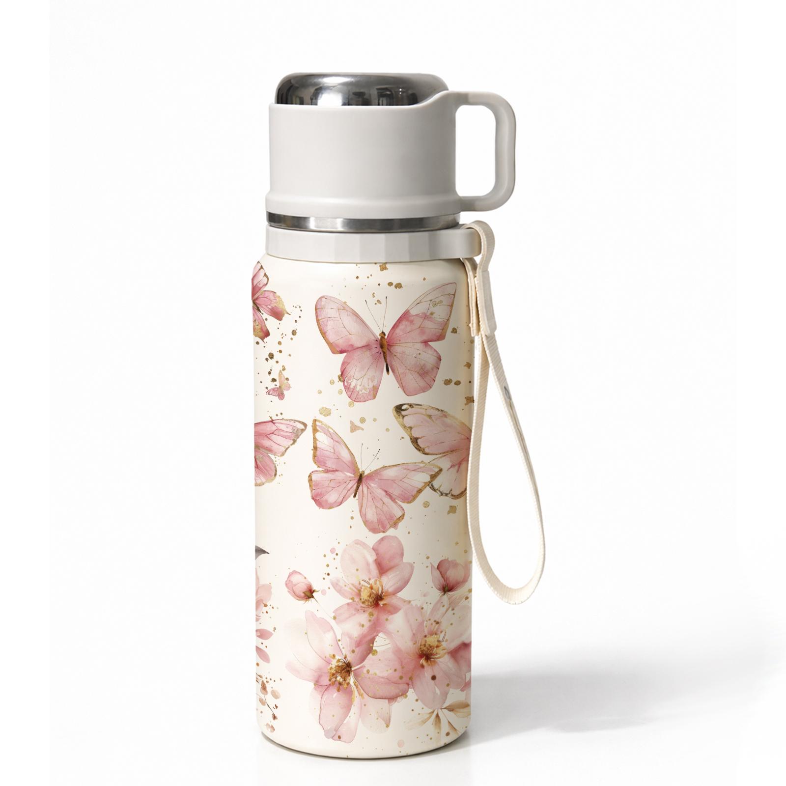 1 Pc Thermal Cup, 600ml Insulated Mug, Double Wall Vacuum Mug, Leak Proof Skinny Tumbler With Handle And Strap, 24 Hours Hot 48 Hours Cold, Portable Travel Mug For Coffee Tea Juice, Gift For Women Men Holiday Daily Use