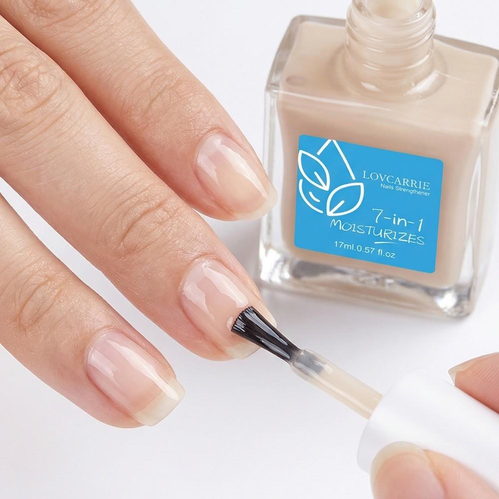 LOVCARRIE New Arrival 7 IN 1 Moisturize 17ml Natural Jelly Beige Gloss Nail Strengthener, with Calcium, Fast Air Drying, High Shine Nail Protection Layer, Nail Hardener, Get Strong Nails, Protect and Nourish Nails, Nail Care Oil, Manicure Nail Polish