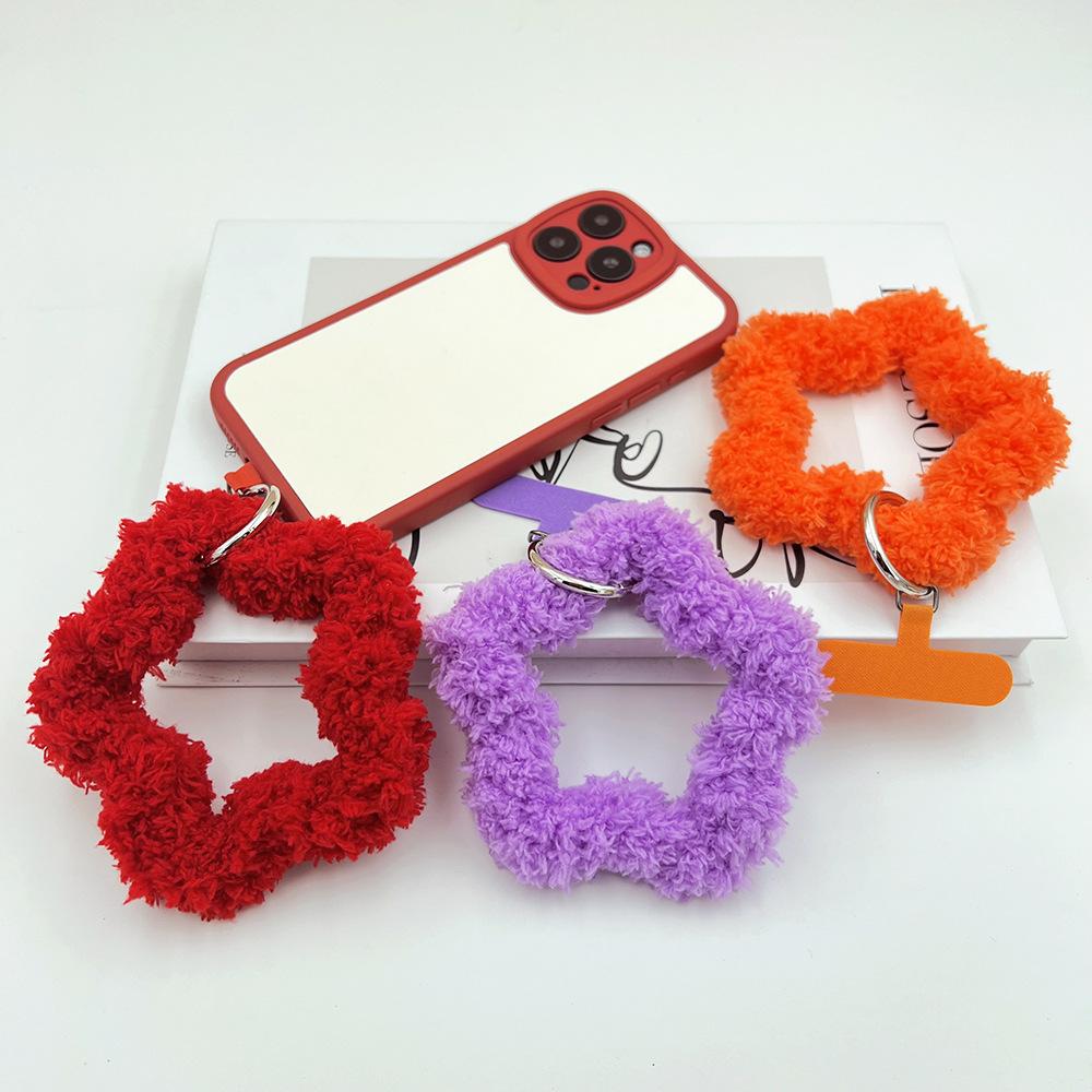 1PC Plush Phone Lanyard, Creative Star Shape Lamb Fleece Wrist Strap, Bag & CCD Camera Charm for Women