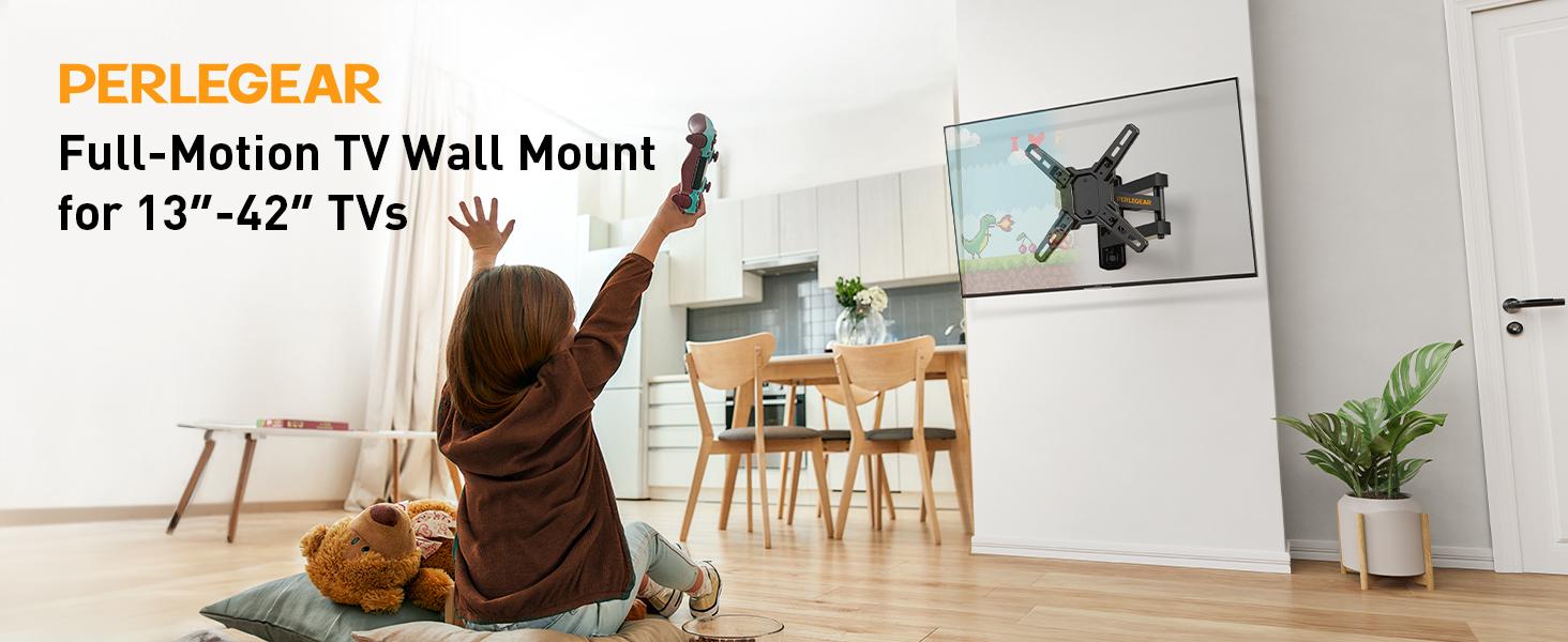Full Motion TV Wall Mount for 13–42 Inch Flat or Curved TVs and Monitors up to 55 lbs, Articulating Arm TV Bracket with Swivel, Tilt & Extension, Max VESA 200x200mm#TikTokShopBlackFriday