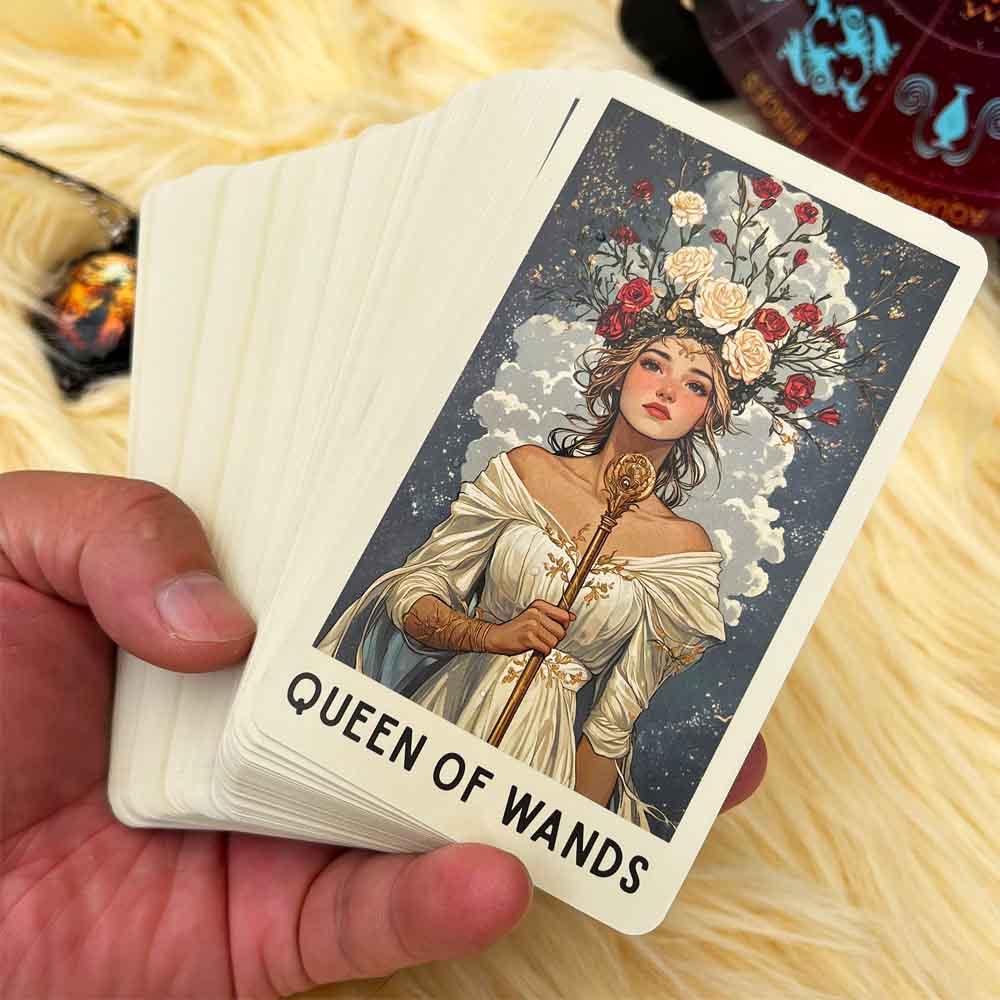 Ethereal Bloom Tarot Cards Deck, Classic Tarot Cards, 78 Pieces, 13x8 Cm, Traditional Design, Trust Flower Theme, Includes Paper Guide, Perfect for Divination Games