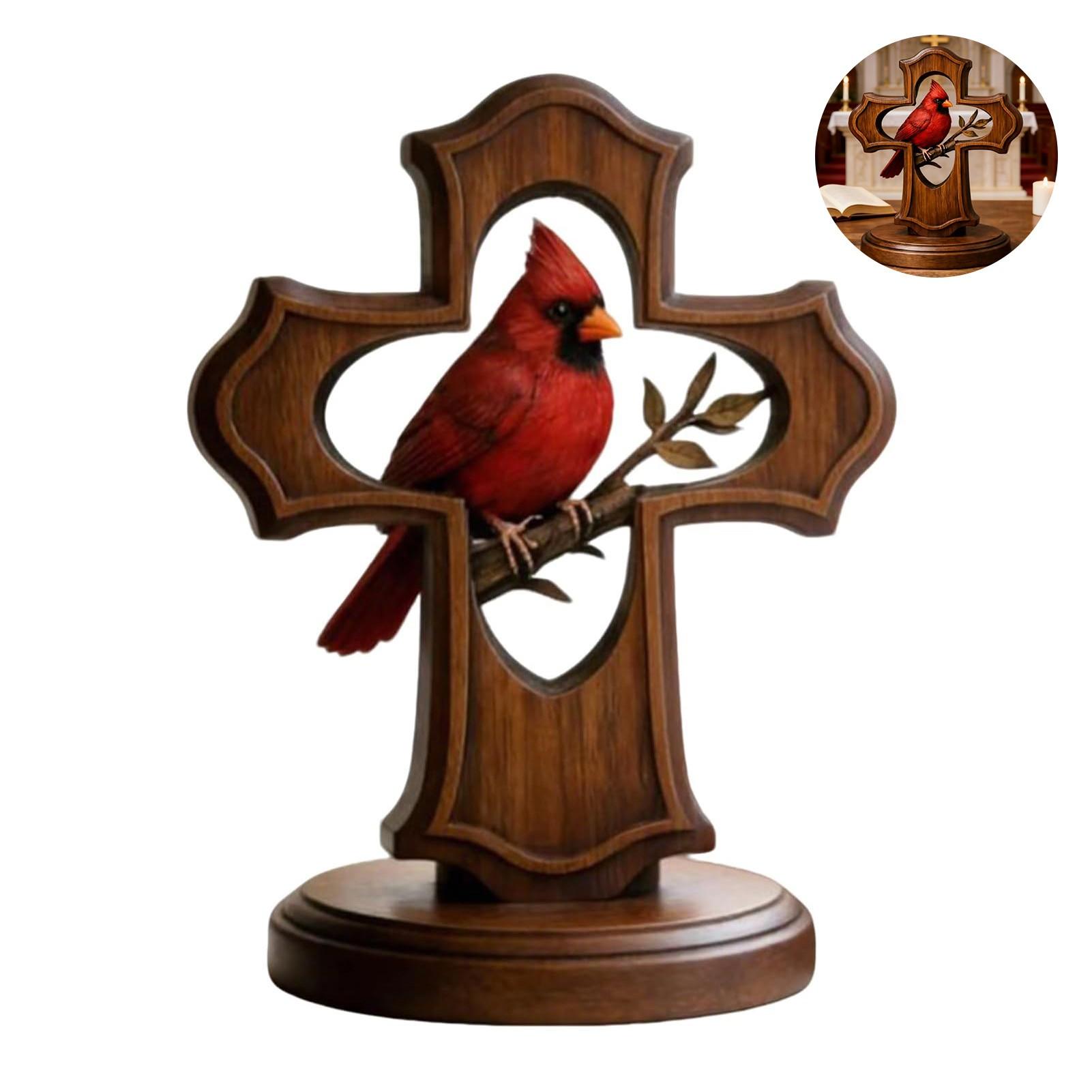 Cardinal Cross Pendant Necklace, Elegant Jewelry Accessory for Women & Girls, Perfect Gift Idea for Special Occasions