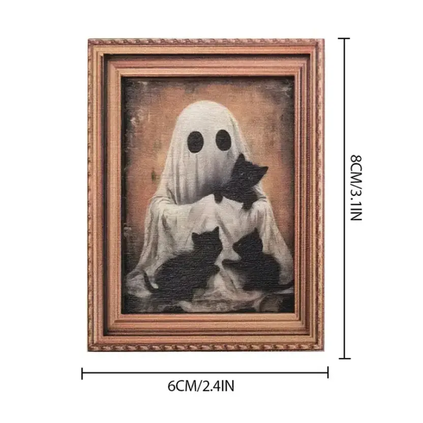 1pc Halloween Magnetic Refrigerator Decoration Magnet, Fridge Magnet, Vintage Ghost Witch Design, Wooden Frame, No Power Needed, Ideal Gift for Family & Friends，halloween gift, Refrigerator Decorating Magnet