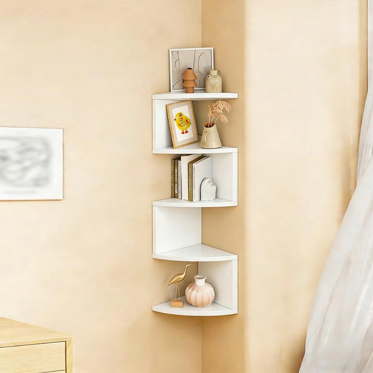 Multi-Layer Adjustable Wall Corner Shelf, Wall Mounted Organizer, Durable PVC Material, Modern Simple Style Decor, Minimalist, Suitable for Bedroom, Bathroom, Dormitory, Living Room, Balcony