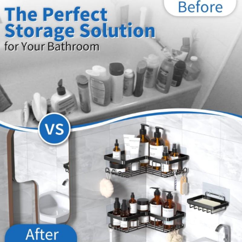 New Bathroom Wall-Mounted Storage Rack, Corner Shelf for Bathroom, Simple Multi-Layer Design, Suitable for Bathrooms and Shower Areas
