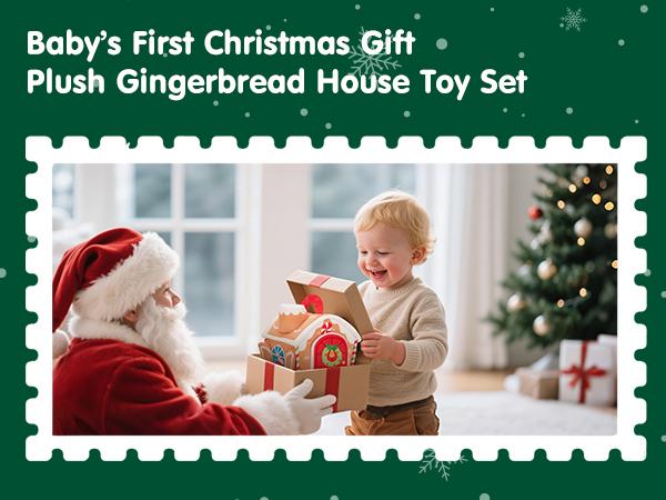 hahaland My First Christmas Gingerbread House Cottage Toy Set for Baby 6-18 Months Musical & Sensory Plush Toys with Santa Reindeer Rattles Early Learning Development 7-Piece Holiday Gift hahaland My First Christmas Gingerbread House Cottage Toy Set for Baby 6-18 Months Musical & Sensory Plush Toys with Santa Reindeer Rattles Early Learning Development 7-Piece Holiday Gift