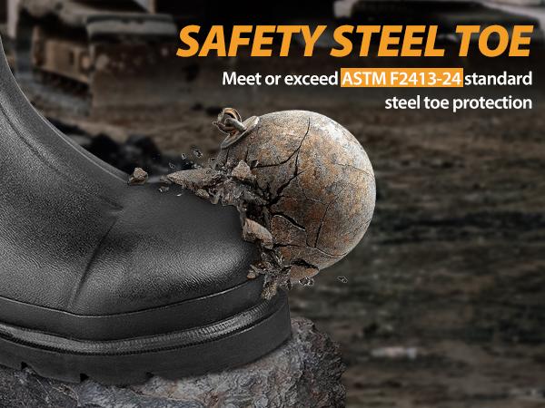 Rubber Work Boots, Puncture-Proof with Steel Toe & Shank, Waterproof Insulated 6mm Neoprene Hunting Boots for Farming, Construction, Gardening, Fishing, Outdoor Work Rubber Work Boots, Puncture-Proof with Steel Toe & Shank, Waterproof Insulated 6mm Neoprene Hunting Boots for Farming, Construction, Gardening, Fishing, Outdoor Work