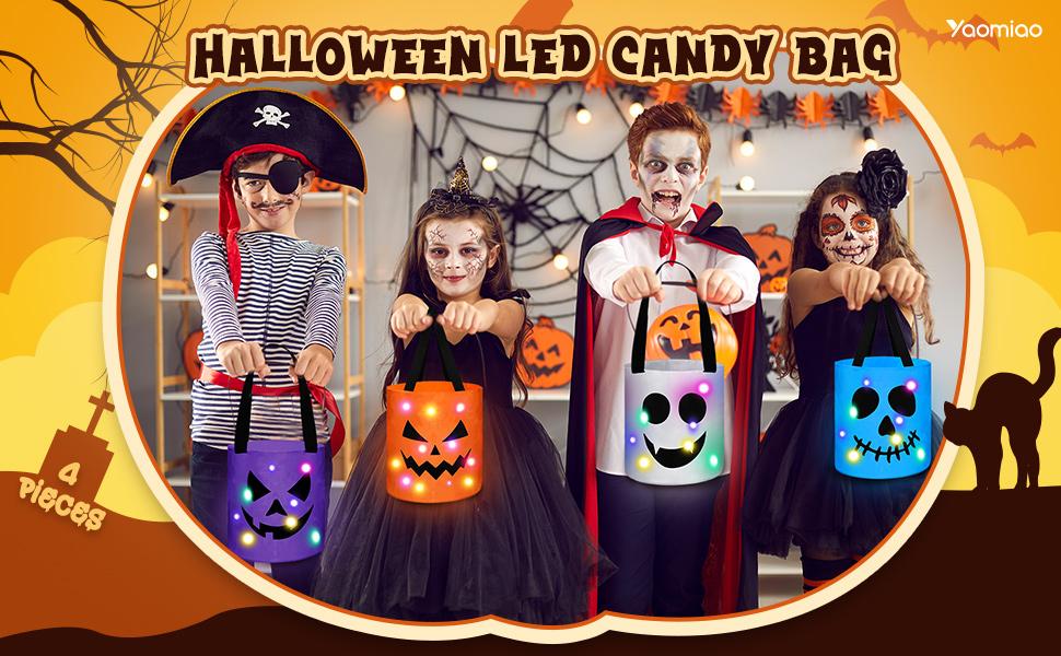 4-Pack LED halloween Treat Bags Night Light Bag Pumpkin Candy Buckets for Trick-or-Treating halloween inside deco 4-Pack LED halloween Treat Bags Night Light Bag Pumpkin Candy Buckets for Trick-or-Treating halloween inside deco