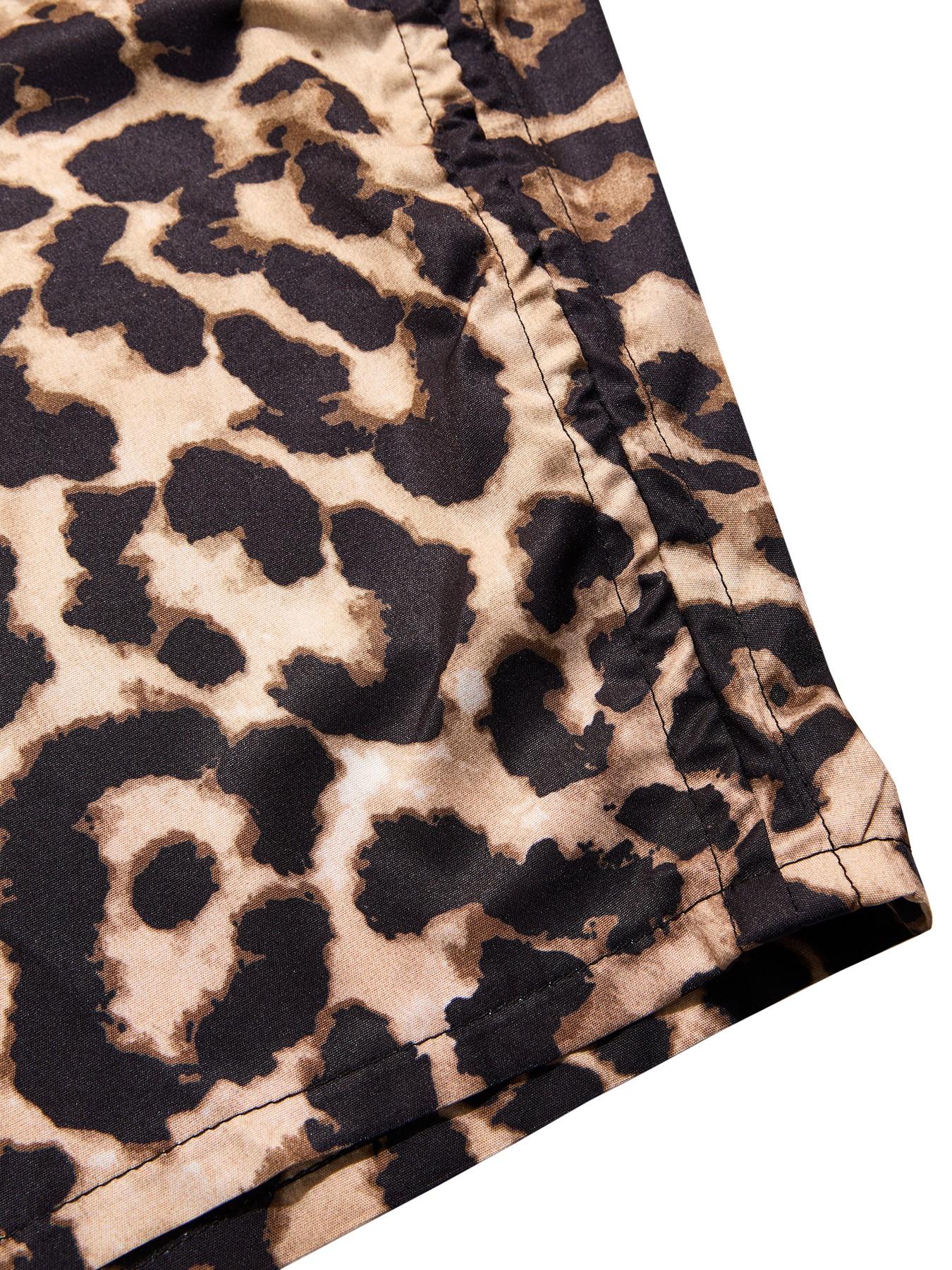 Women's Plus Size Leopard Print Wide Leg Pants, High Waist Elastic Waist Adjustable, Loose-Fitting Long Pants, Casual All Seasons Fashion