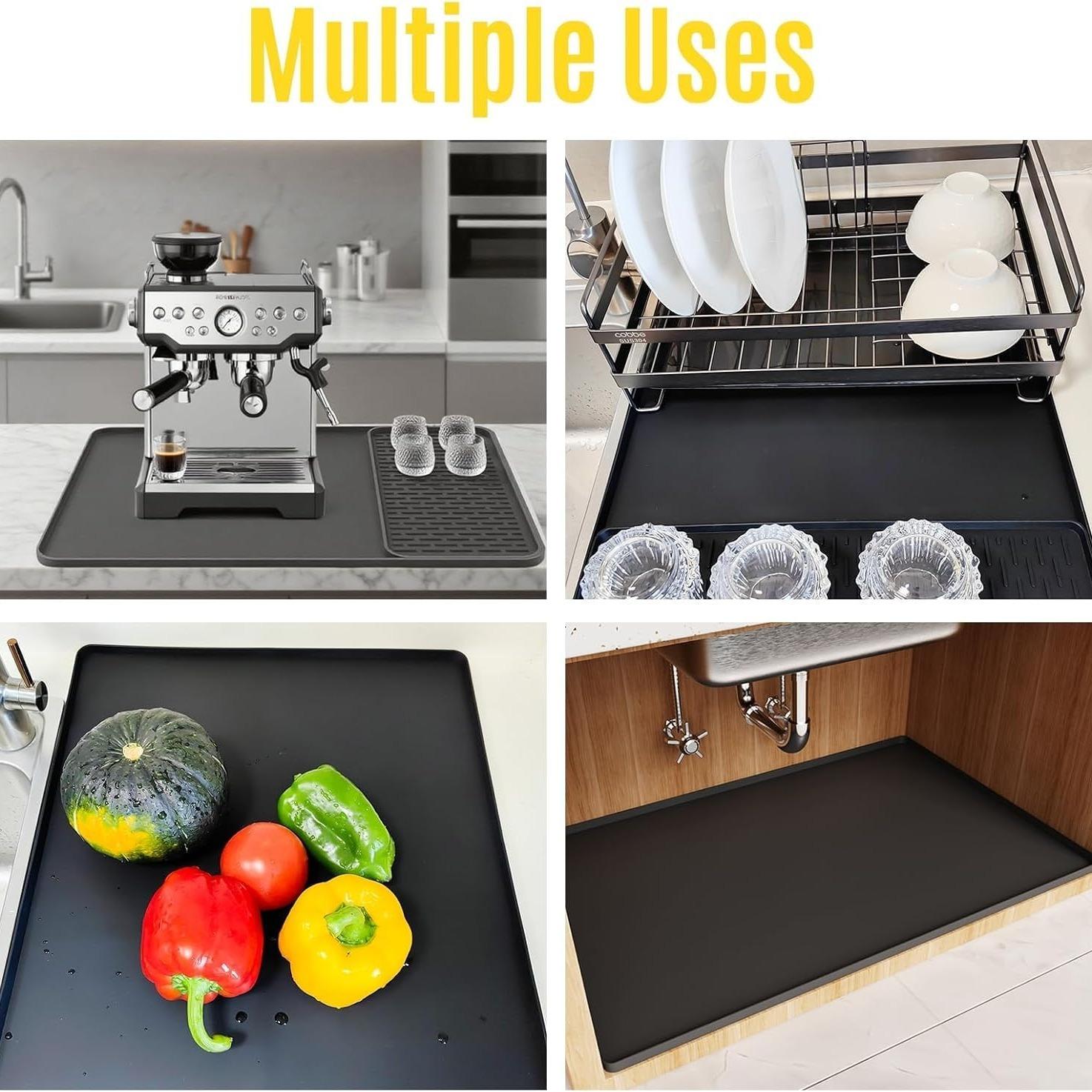 Silicone Coffee Mat, Absorbent Non-Slip Pad, Bar Counter Mat, Foldable Coffee Accessory, Drainage Design, Suitable for Espresso Machines, Kitchenware, Coasters