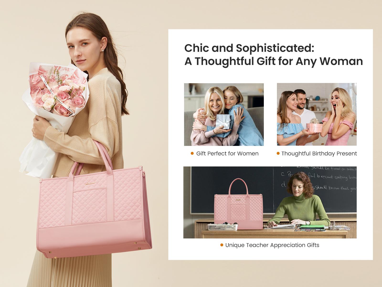 LOVEVOOK Laptop Tote Bags for Women,15.6-17.3 inch Laptop Work Bags with Clutch Purse,Shoulder Bag with Adjustable Straps & 2 Cup Holders, Womens Briefcase for Travel, Teacher, Doctor, Nurse and Chic Woman,SpringStatements