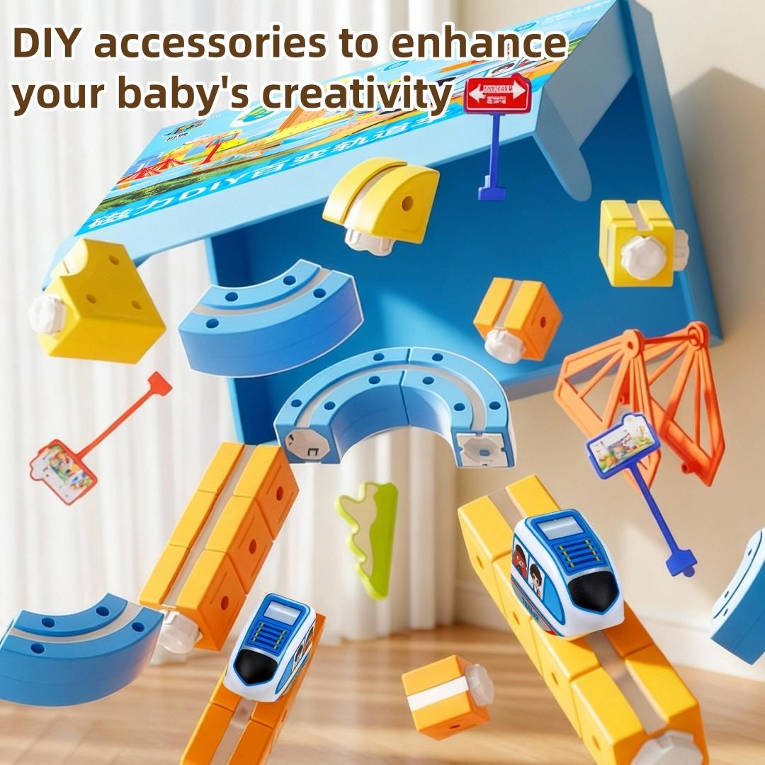 Electric Train Set, Interlocking Track System, Electric Ring Railway, 3-5 Year Old Building Tracks, Anti-Roll Design, Stem Education Gift