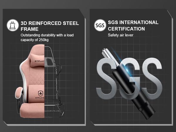 GTPLAYER Gaming Chair, Technical Fabric Office Chair with Pocket Spring Cushion, Linkage Armrests and Footrest, High Back Ergonomic Computer Chair