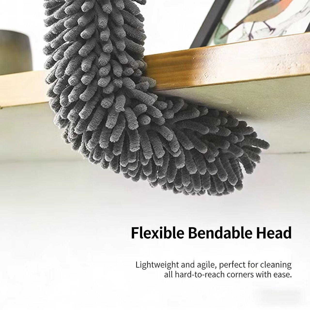 Extendable Dust Brush Household Cleaning Tool, Long Handle Crevice Cleaner, Static Adsorption No Dust, Bendable Detachable Washable Feather Duster