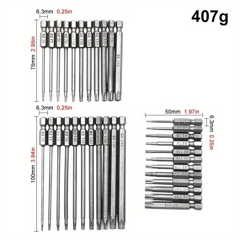 50/70/100mm Multi-Size Security Screwdriver Bit Set - Tamper-Proof, Durable Hex Shank Drill Bits for DIY and Professional Use